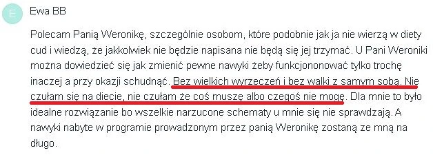 p. Ewa schudła 3,5 kg, bez poczucia, że czegoś nie może