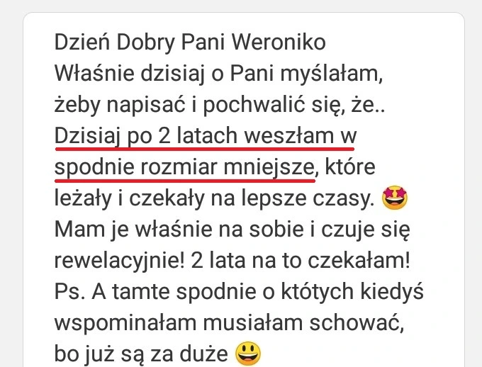1. Sms 1 p. Anna Z - po 2 latach weszła w mniejszy rozmiar